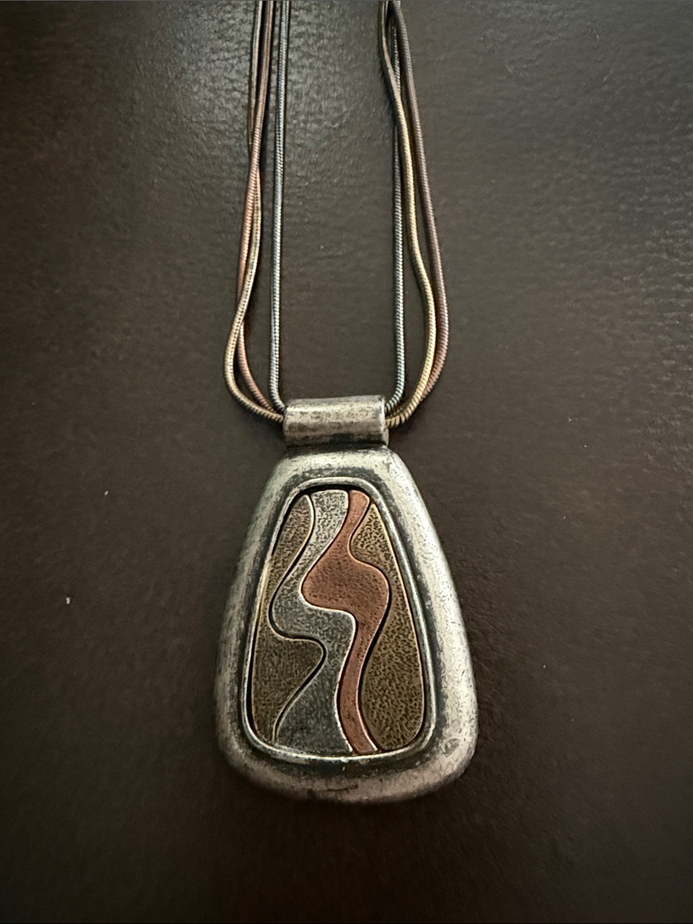 Chico's Mixed-Metal Abstract Pendant Necklace - 15" + 3" ext.